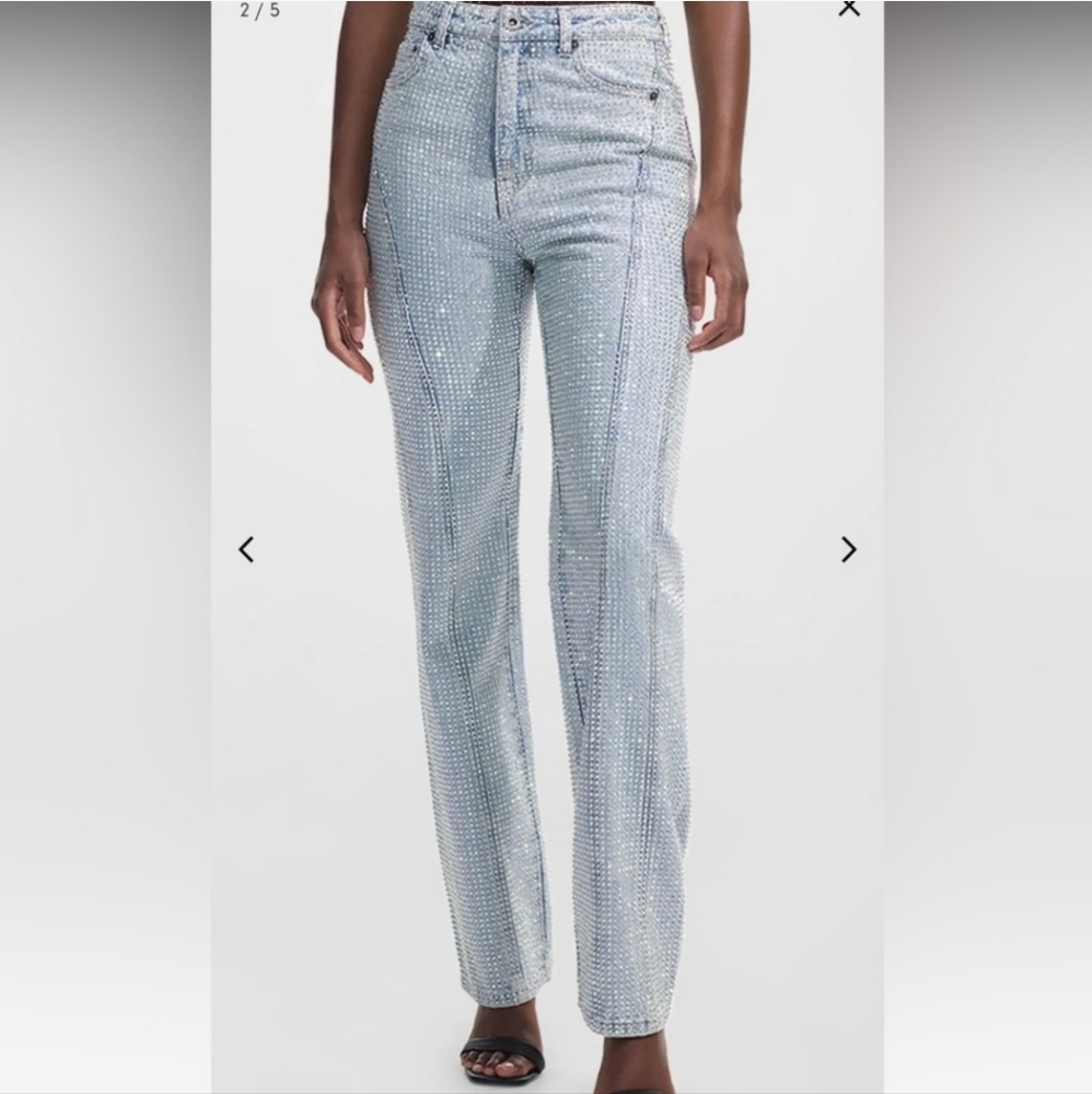 SALE Self-Portrait Diamonte Rhinestone Sparkling Straight Leg Jeans 28x32